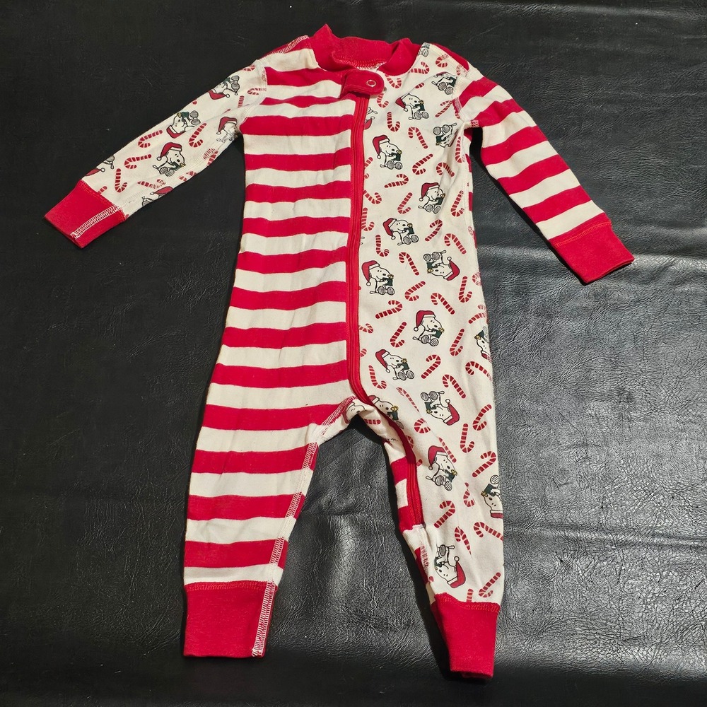 Hanna Andersson‎ Peanuts Red White Snoopy Sleeper Pajamas 75 12-18 Months